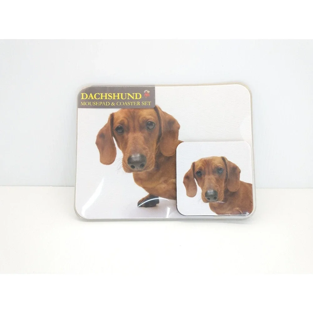 Mouse Pad Coaster Set Tan Brown Dachshund Doxie Wiener Dog Lot